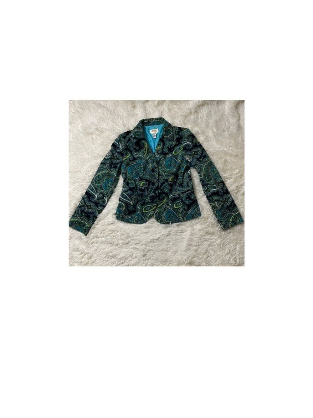 Talbot’s Blue/Green/Black Paisley Velvet Blazer - Size 6 (EUC)